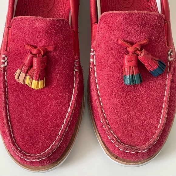 Sperry Cloud Authentic Original Red Suede Tassel Loafers Men Size 6 Rare Preppy